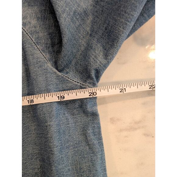 Levi’s Chambray Denim Blouse S Button Front Balloon Sleeve Western Casual - Picture 6 of 8